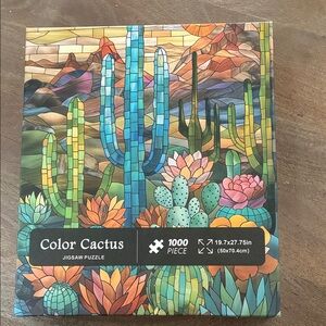 Color Cactus 1000-Piece Jigsaw Puzzle - Vibrant Multicolor Desert Scene